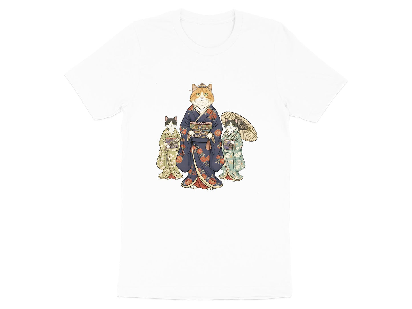 Ukiyo-e Kimono Geisha Cats T-Shirt