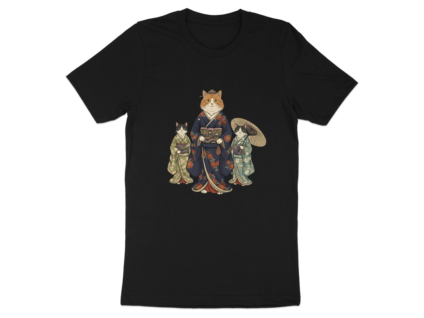 Ukiyo-e Kimono Geisha Cats T-Shirt