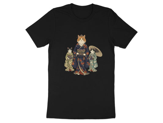Ukiyo-e Kimono Geisha Cats T-Shirt