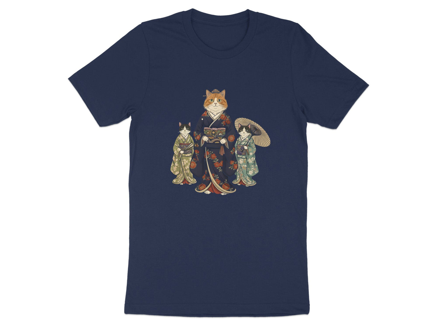 Ukiyo-e Kimono Geisha Cats T-Shirt