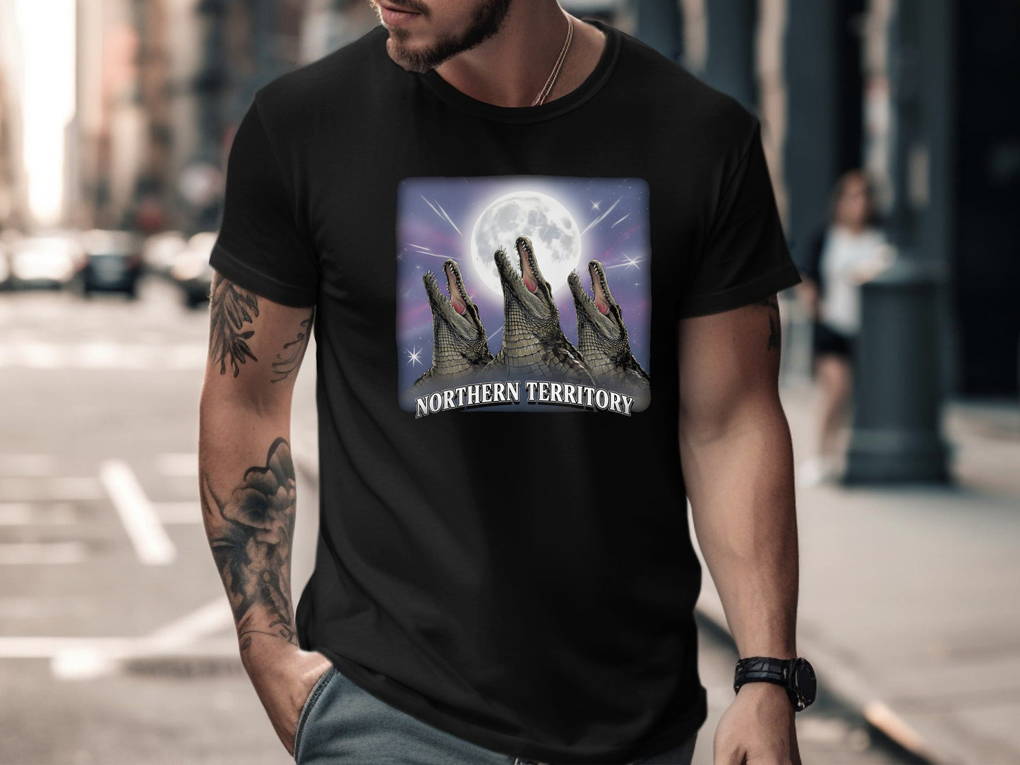Three Crocodile Moon Northern Territory T-Shirt - Retro Style