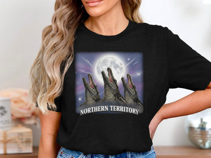 Three Crocodile Moon Northern Territory T-Shirt - Retro Style