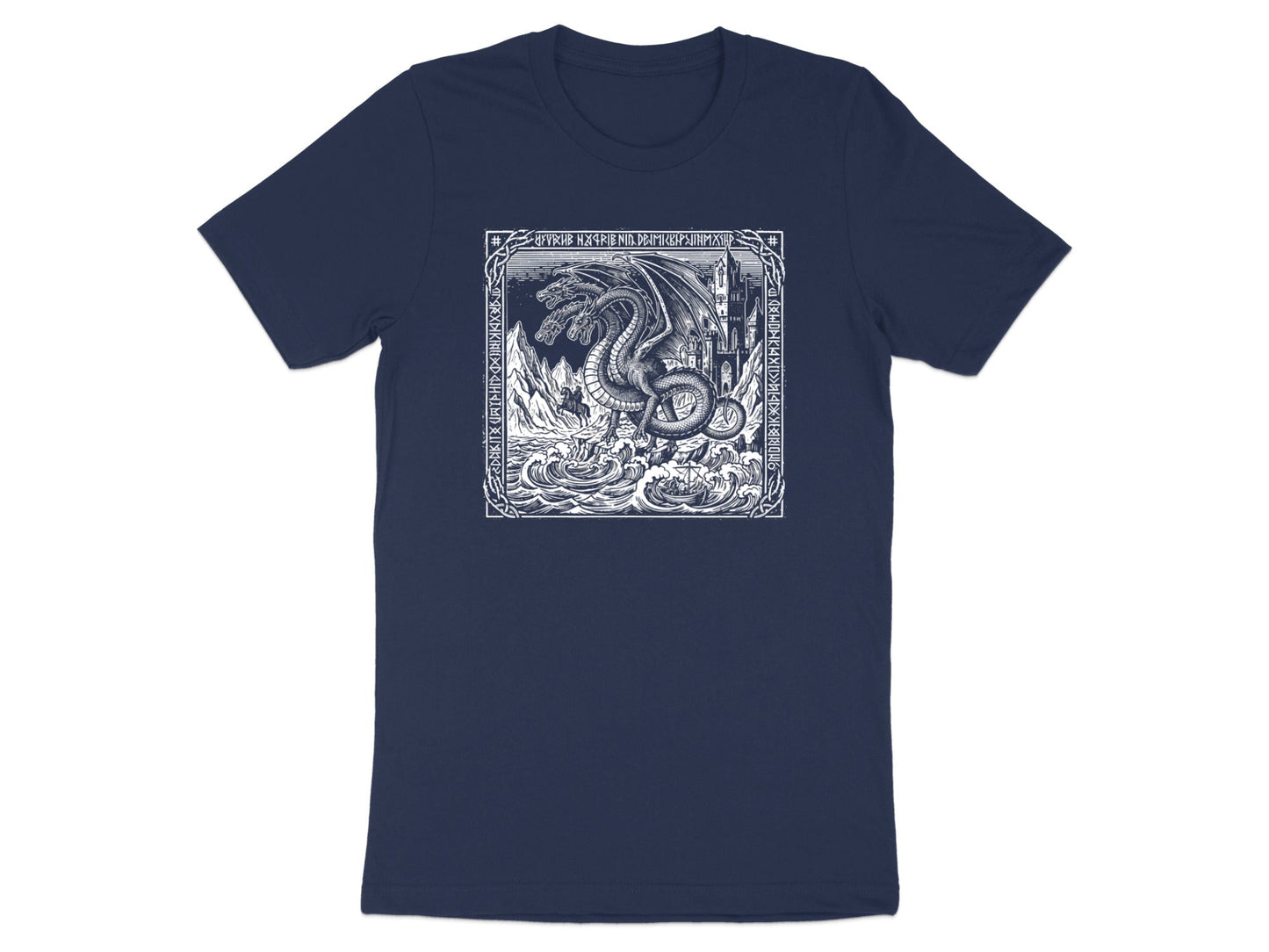Three-Headed Dragon Medieval Woodcut Tee