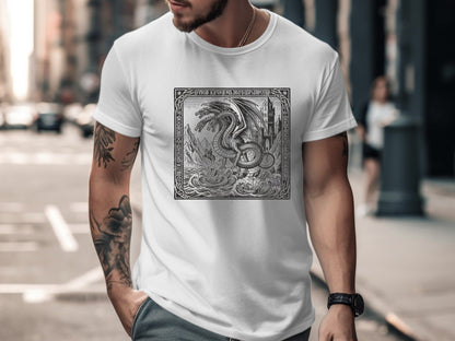 Three-Headed Dragon Medieval Woodcut Tee