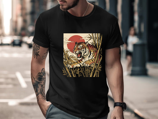 Traditional Japanese Tiger & Bamboo T-Shirt