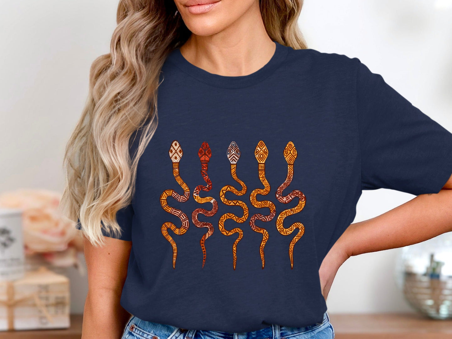 Tribal Patterned Snakes T-Shirt - Indigenous Inspired Wildlife Art
