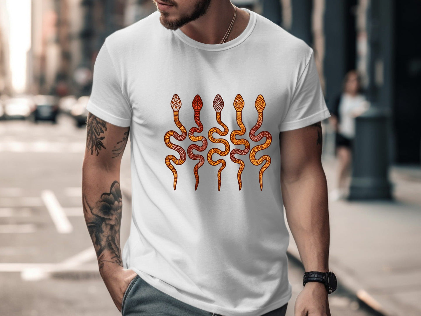Tribal Patterned Snakes T-Shirt - Indigenous Inspired Wildlife Art