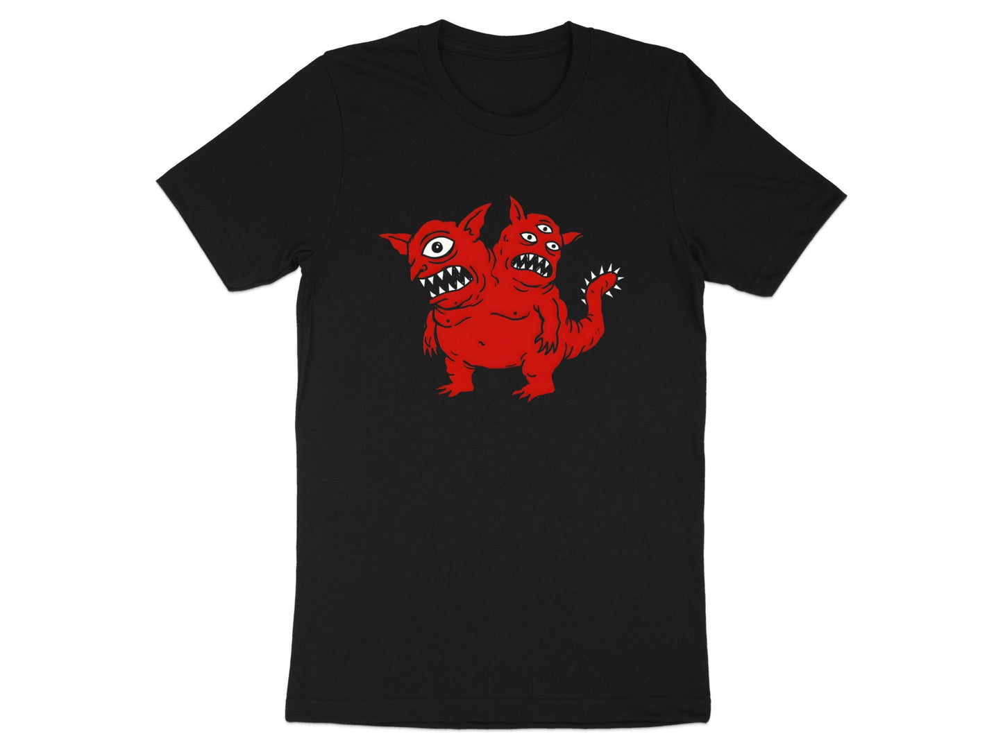 Two-Headed Red Kaiju Monster Graphic Tee