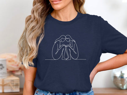 Sisterhood Connection Minimalist Line Art Tee