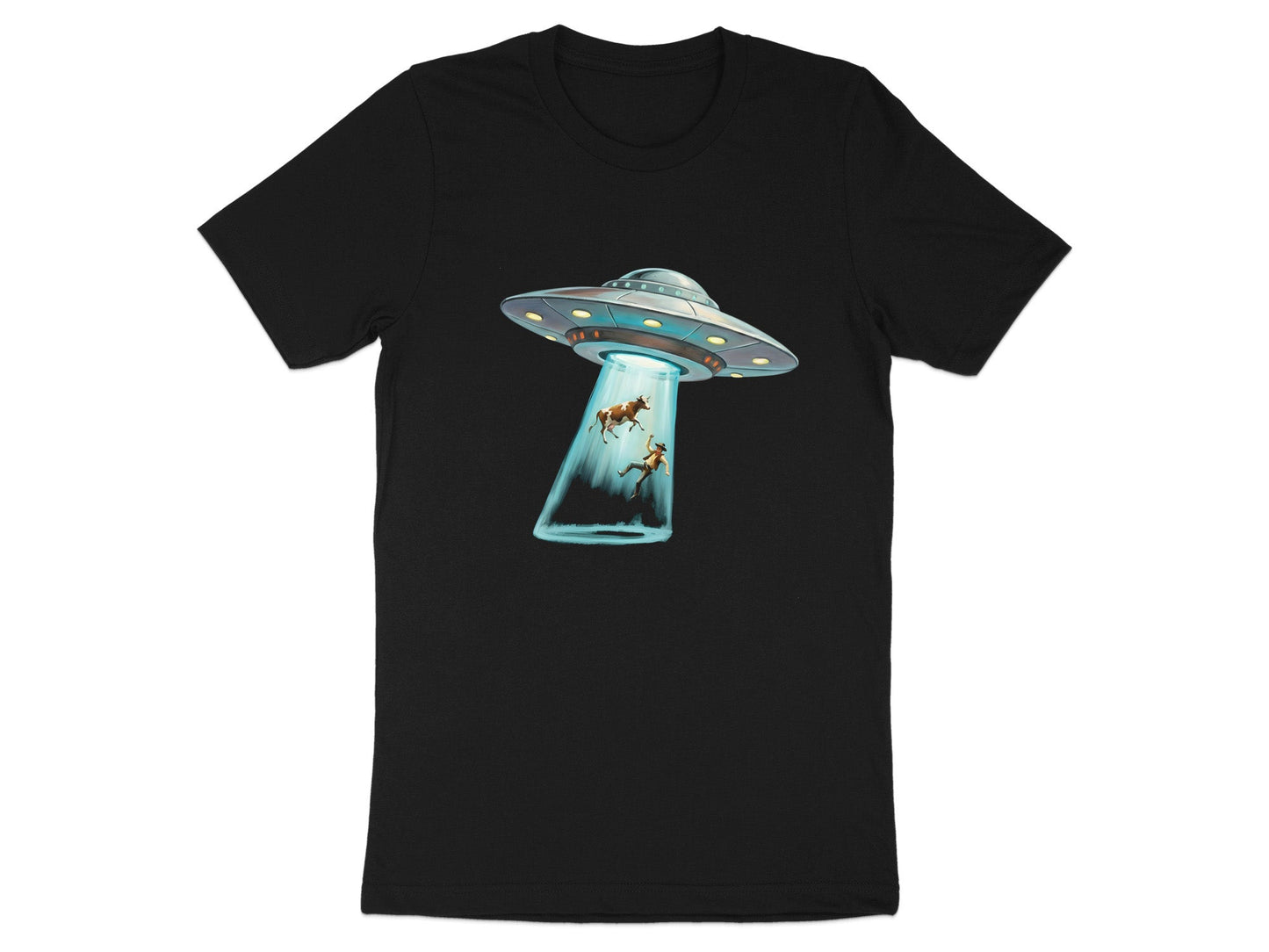 UFO Abduction Cow & Farmer Funny T-Shirt