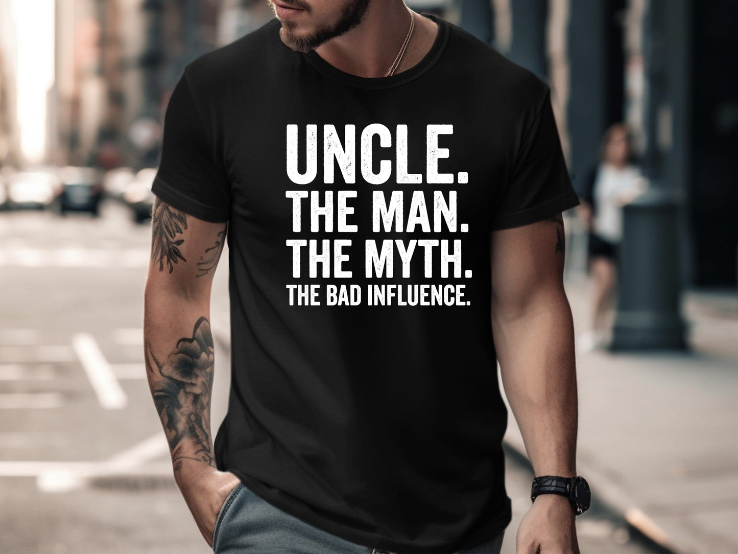 Uncle The Bad Influence Funny Quote Tee - Novelty Sibling Gift