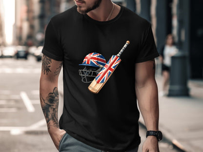 Union Jack Cricket Gear T-Shirt - Classic Sports Style