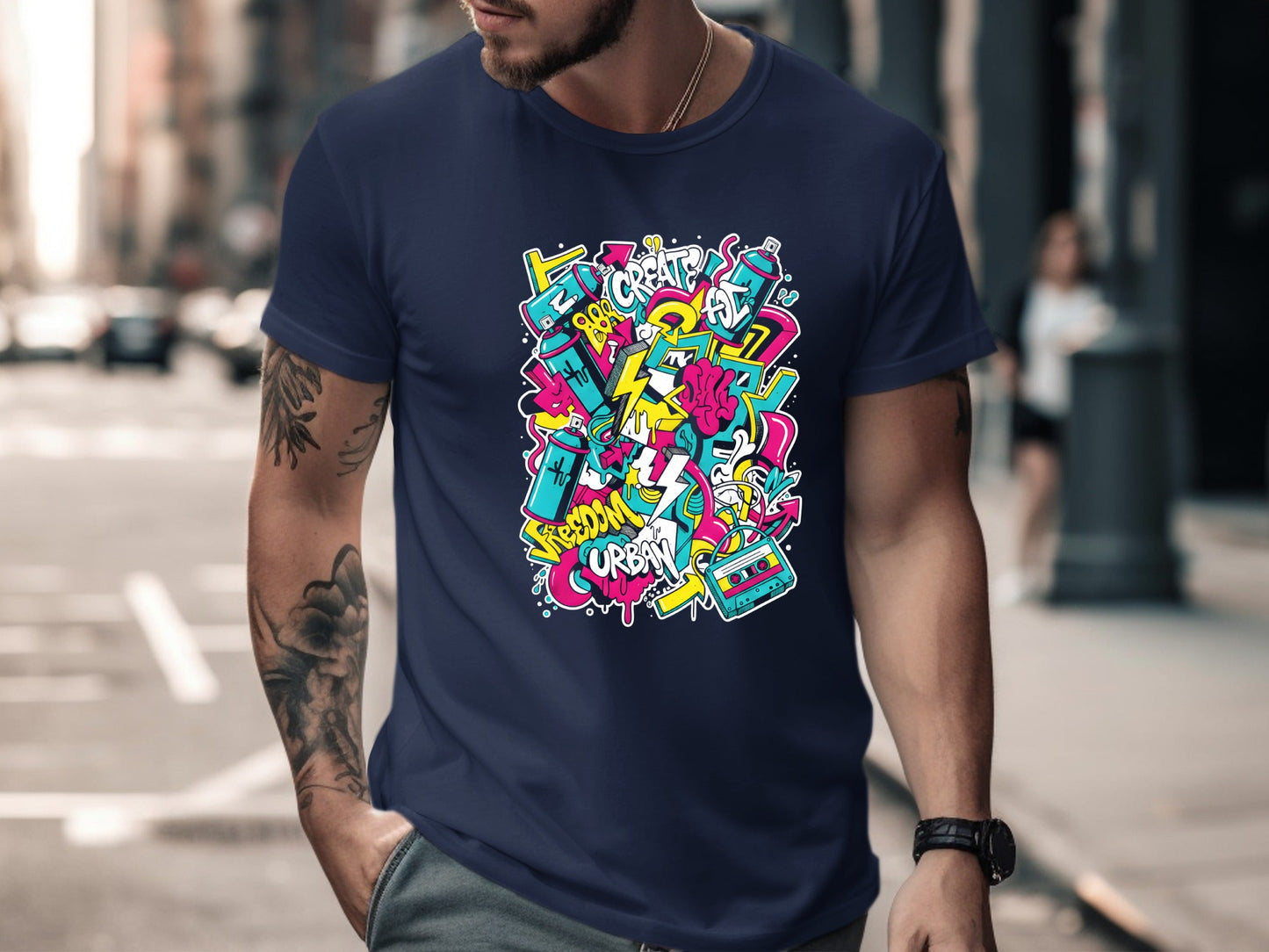 Urban Street Life Collage Graffiti Graphic Tee