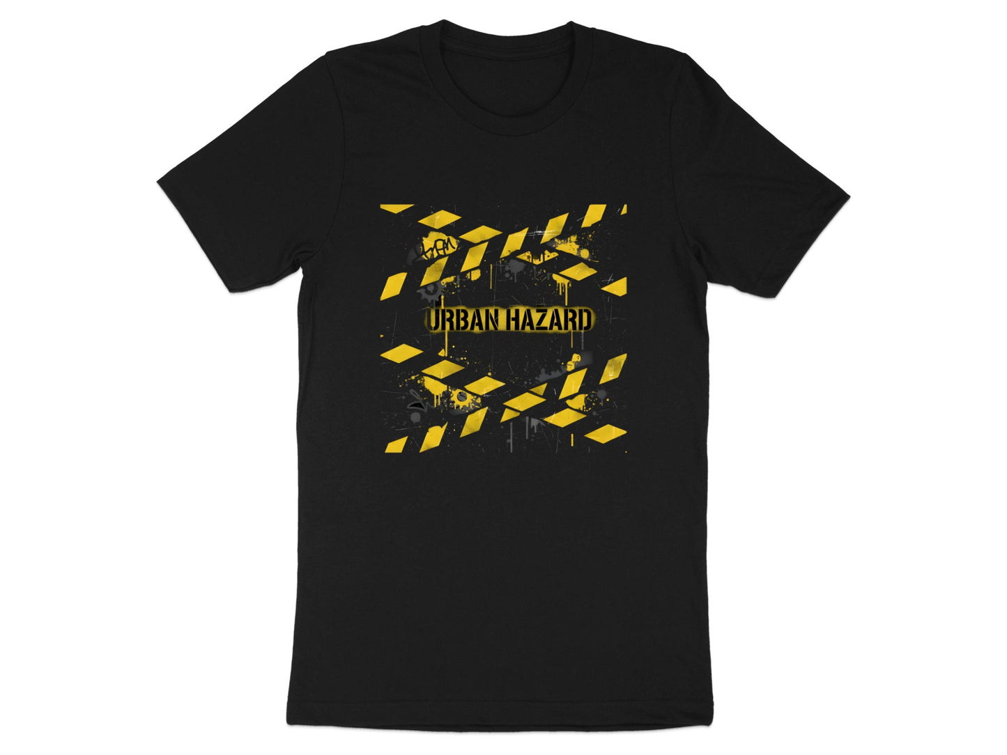 Urban Hazard Caution Tape Graffiti T-Shirt - Streetwear  Tee