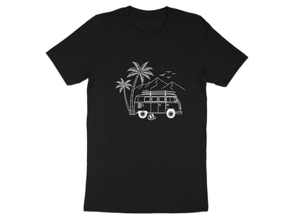 Coastal Vanlife Line Art Minimalist Camping T-Shirt