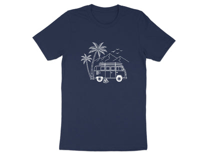 Coastal Vanlife Line Art Minimalist Camping T-Shirt