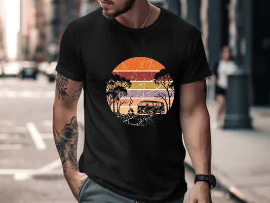 Retro Australian Campervan Sunset Silhouette T-Shirt