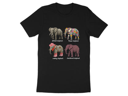 Various Elephant Designs T-Shirt - Flower, Cowboy & Checkered