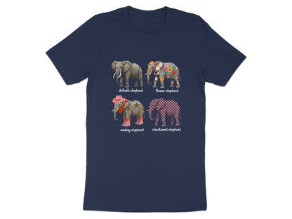 Various Elephant Designs T-Shirt - Flower, Cowboy & Checkered