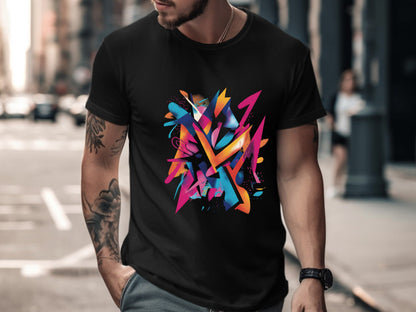 Cyber-Neon Graffiti Abstract T-Shirt