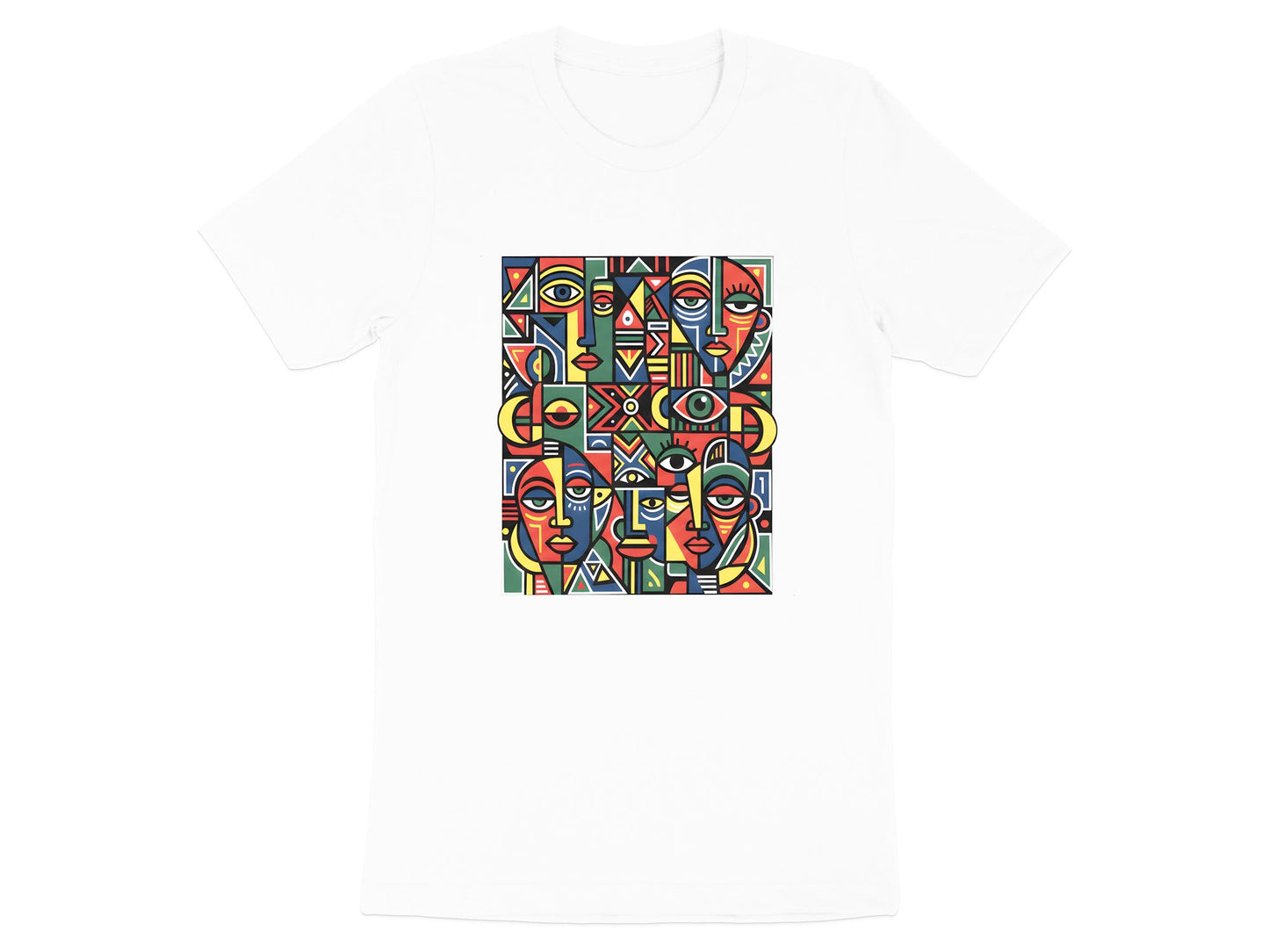 Tribal Mosaic Abstract Faces T-Shirt