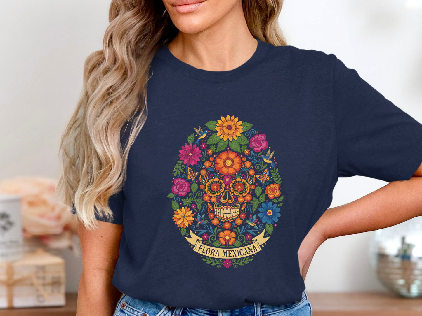 Flora Mexicana (Sugar Skull Style) Botanical Print T-Shirt