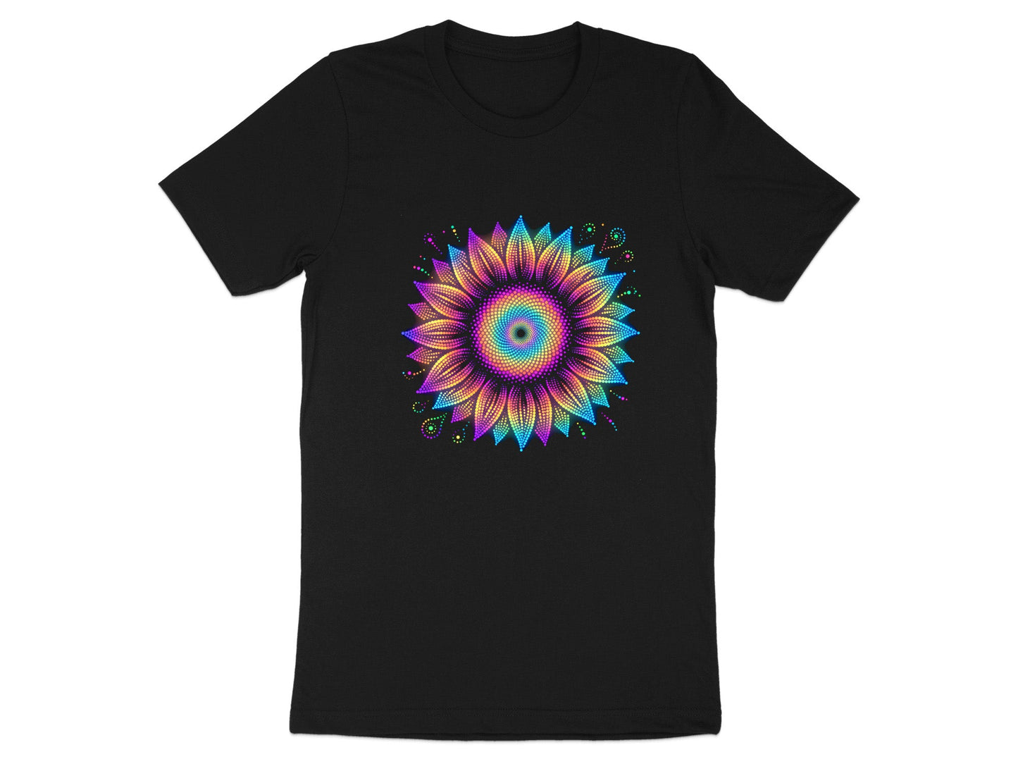 Rainbow Dot Art Flower Mandala T-Shirt