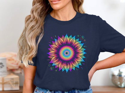 Rainbow Dot Art Flower Mandala T-Shirt