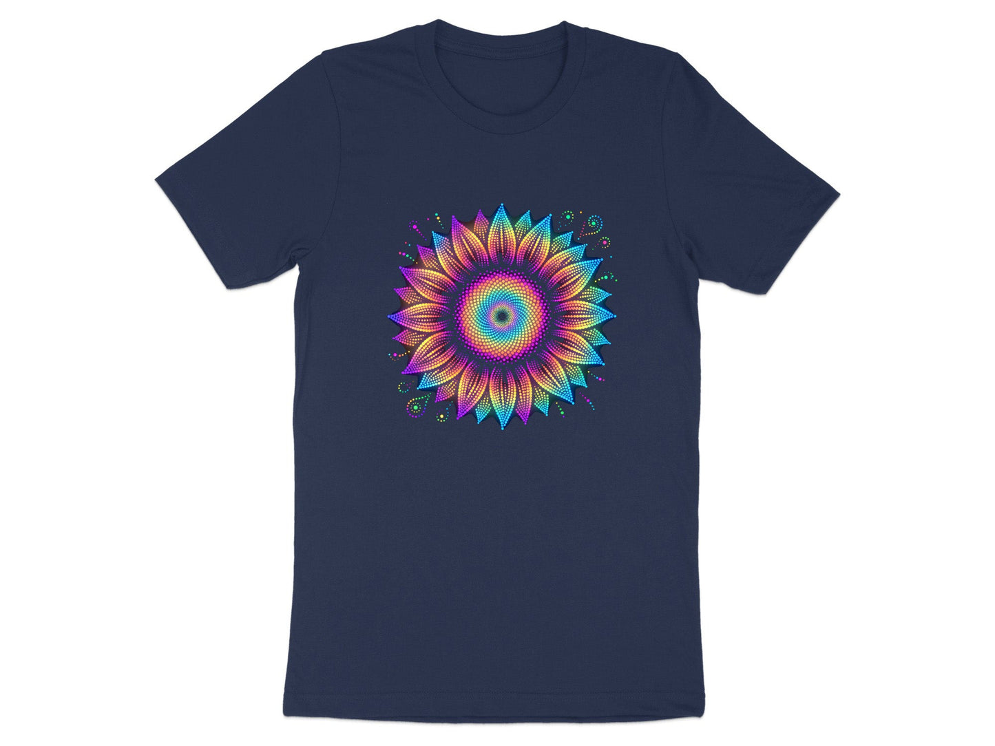 Rainbow Dot Art Flower Mandala T-Shirt