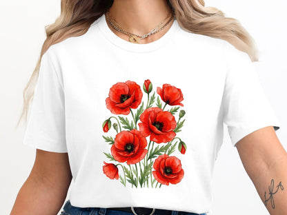 Vibrant Floral Cluster Poppy Bouquet  T-Shirt