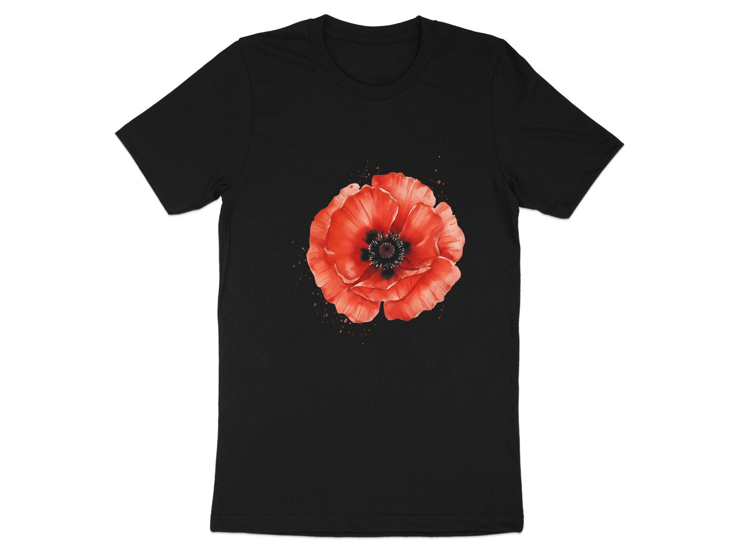 Watercolour Red Poppy Statement White T-Shirt