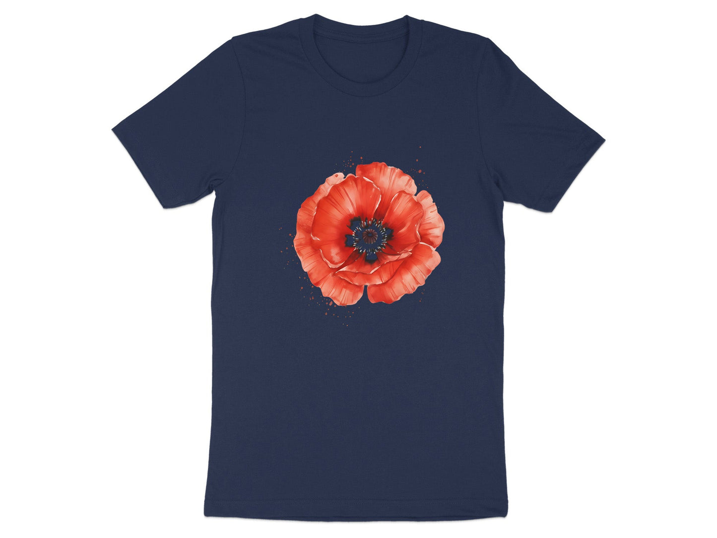 Watercolour Red Poppy Statement White T-Shirt