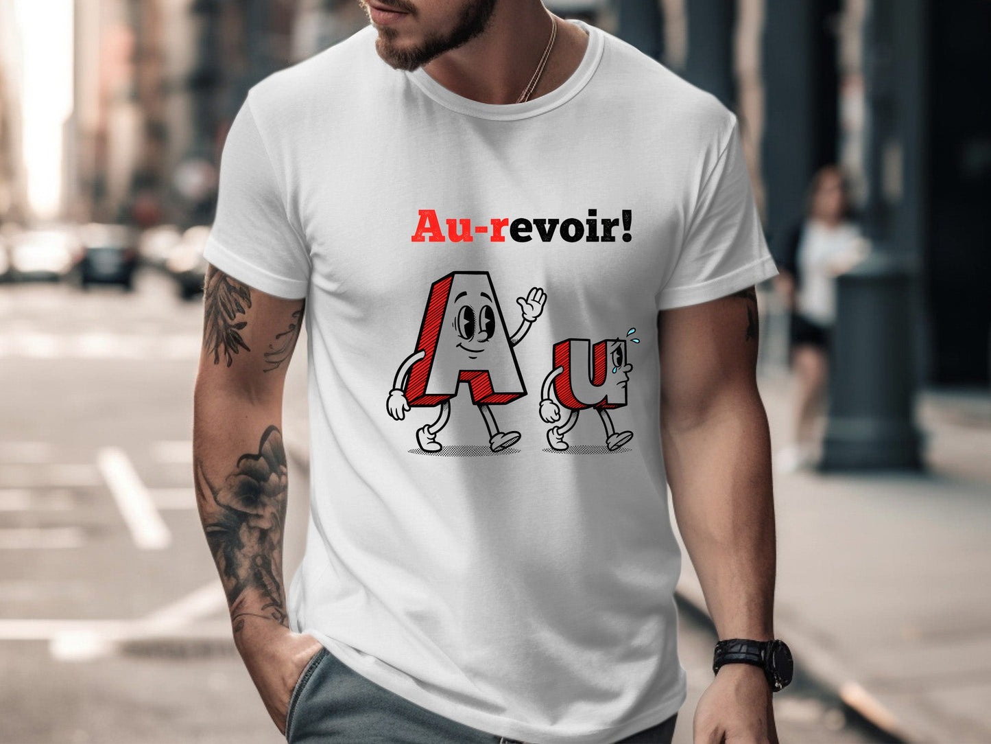 Au-Voir Gold Chemistry Pun Graphic T-Shirt