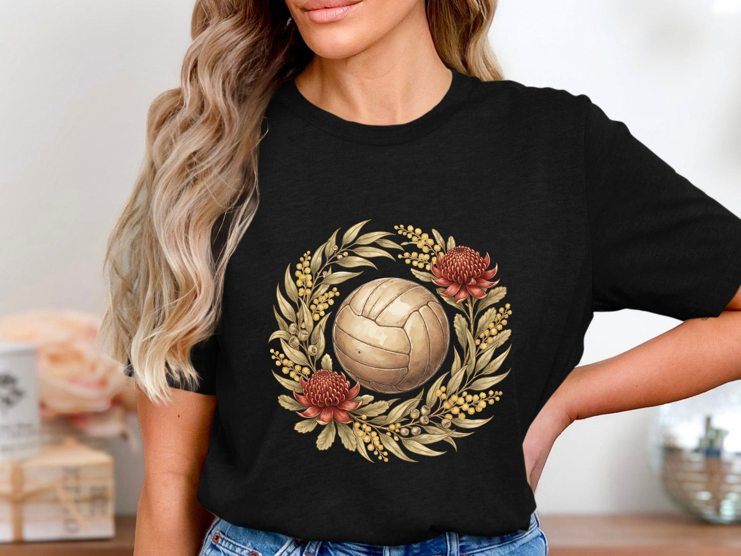 Australian Native Flora Netball T-Shirt - Vintage Botanical