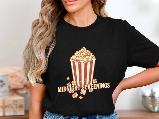 Retro Midnight Screenings Popcorn T-Shirt