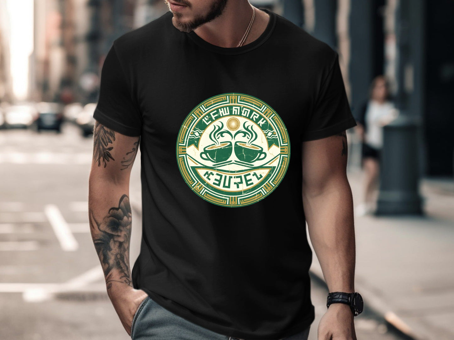 Central Cafe Vintage Steaming Coffee Emblem Tee