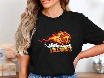 Volcanoes Flaming Volleyball Mascot T-Shirt