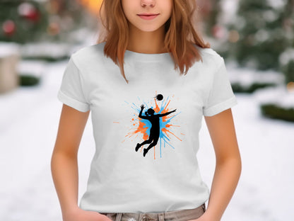 Abstract Volleyball Splatter Silhouette T-Shirt