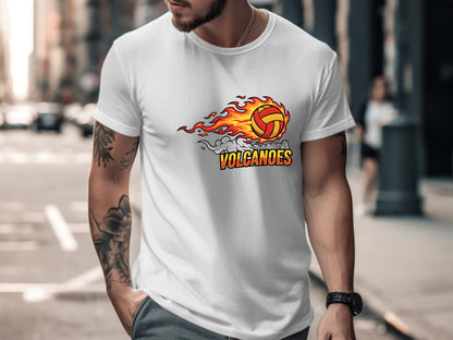 Volcanoes Flaming Volleyball Mascot T-Shirt