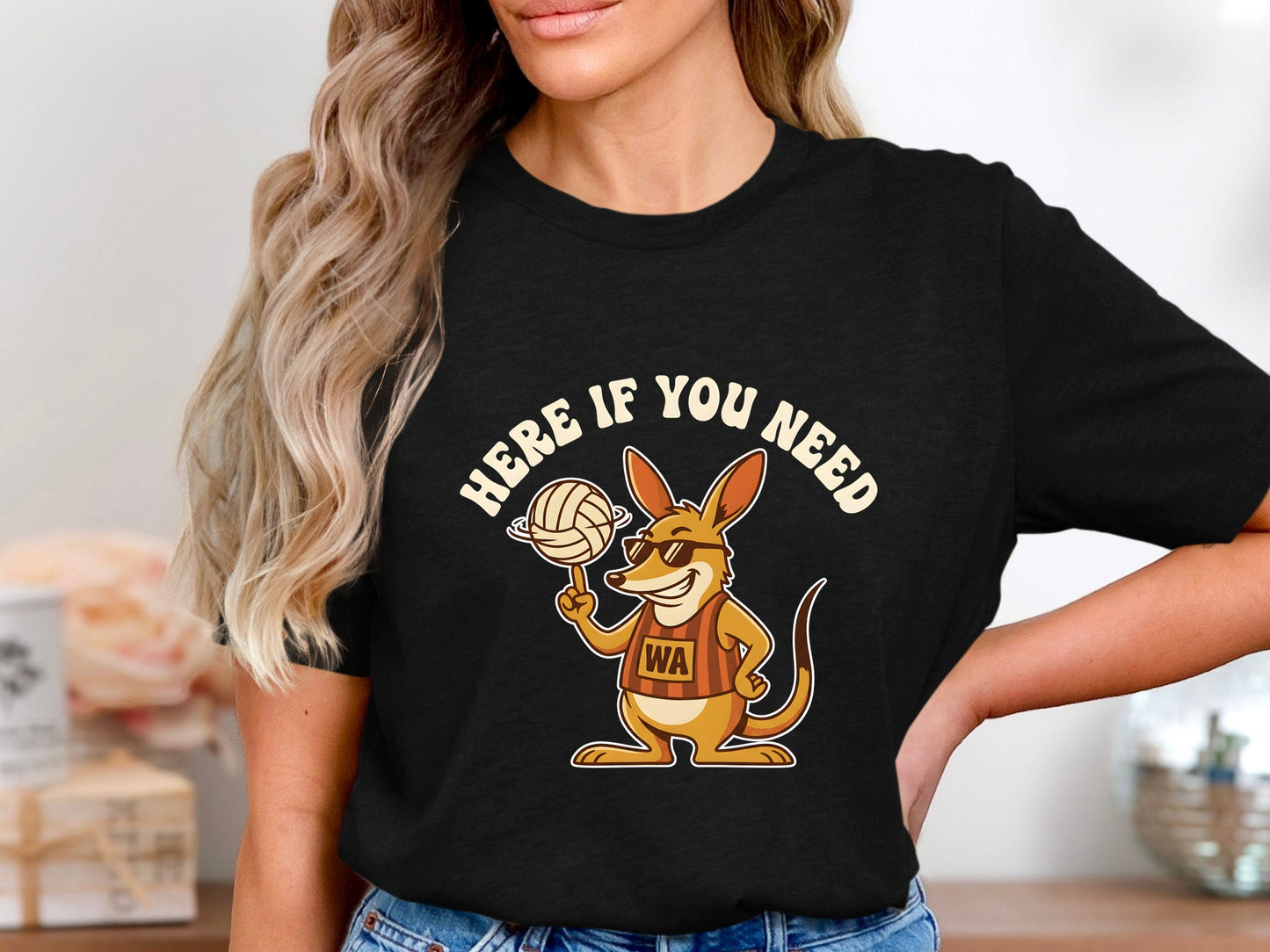 WA Kangaroo "Here If You Need" Netball T-Shirt