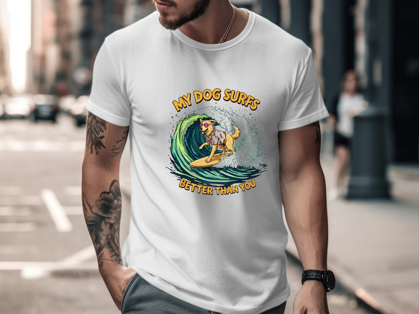 My Dog Surfs Better Than You T-Shirt | Funny Surf Tee