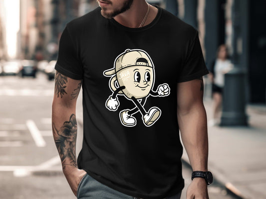 Walking Java Coffee Mug T-Shirt - Retro 'Java' Cartoon  Tee