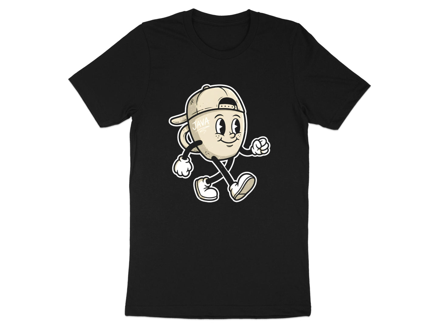 Walking Java Coffee Mug T-Shirt - Retro 'Java' Cartoon  Tee