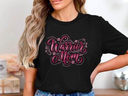 Warrior Mom Pink Ribbon Calligraphy T-Shirt