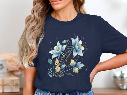 Ethereal Blue Wildflower Watercolor T-Shirt