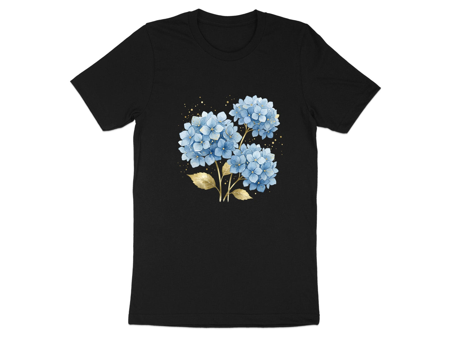 Blue Hydrangea & Gold Leaf t-shirt