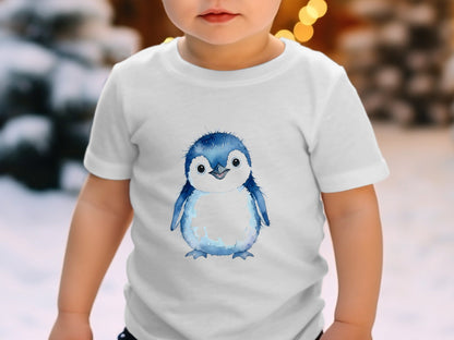 Watercolor Little Blue Penguin Cotton T-Shirt
