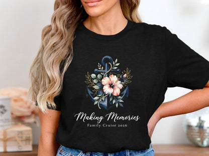 Watercolor Floral Nautical Anchor Graphic Tee