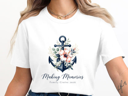 Watercolor Floral Nautical Anchor Graphic Tee