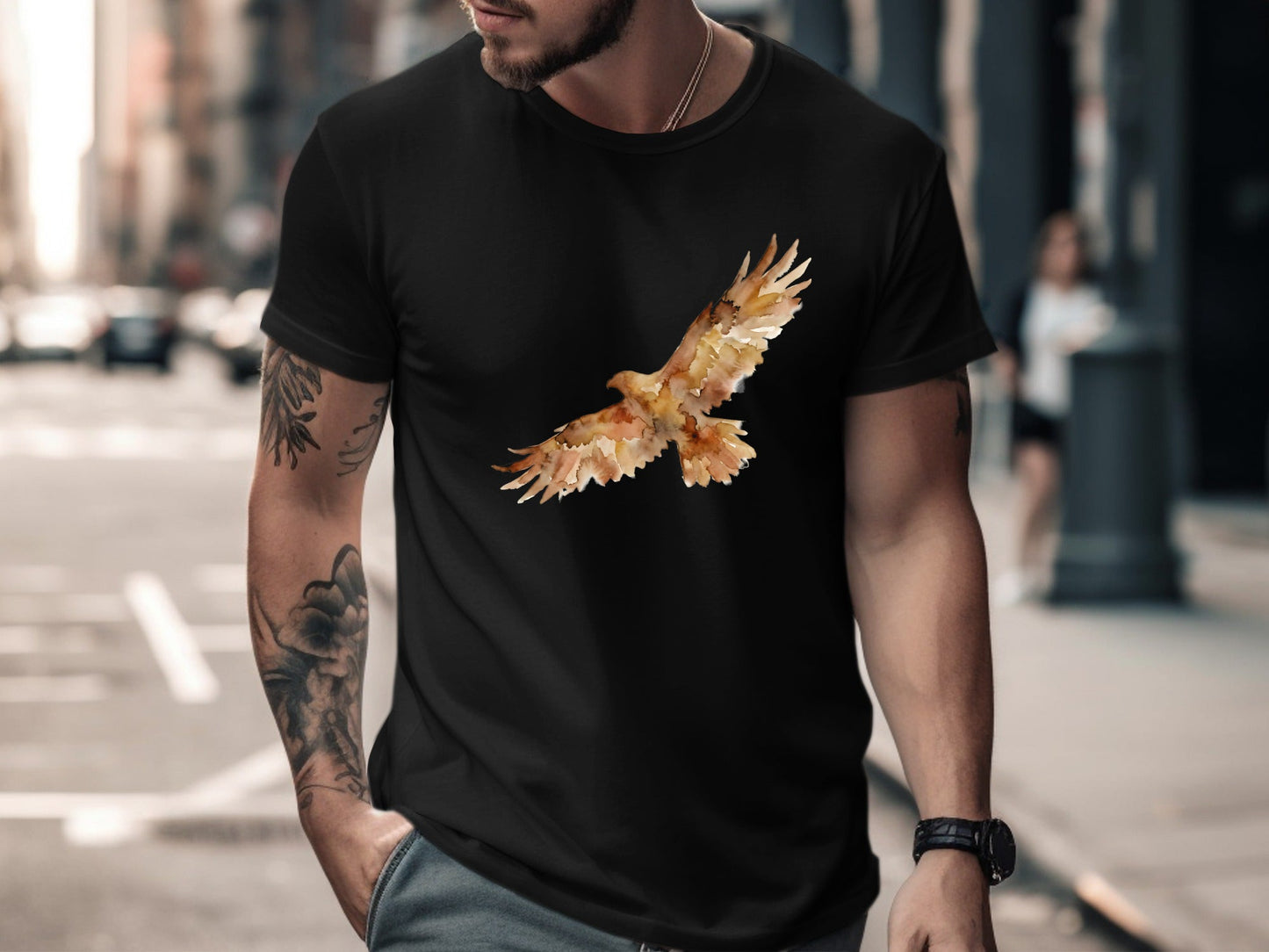 Watercolor Flying Eagle Artistic Men's Tee